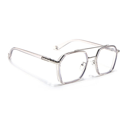 Voyage Silver & Transparent Grey Wayfarer Eyeglasses for Men & Women - MG5090-C3