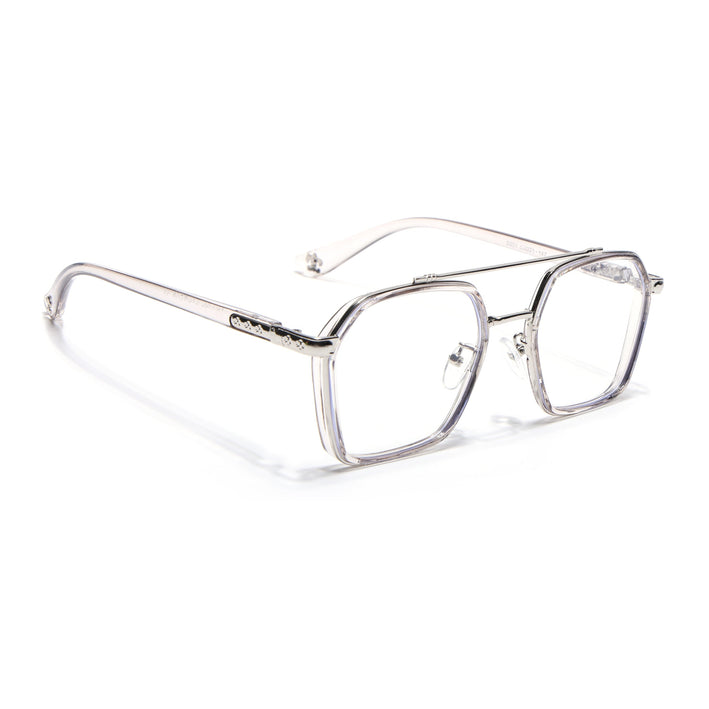 Voyage Silver & Transparent Grey Wayfarer Eyeglasses for Men & Women - MG5090-C3
