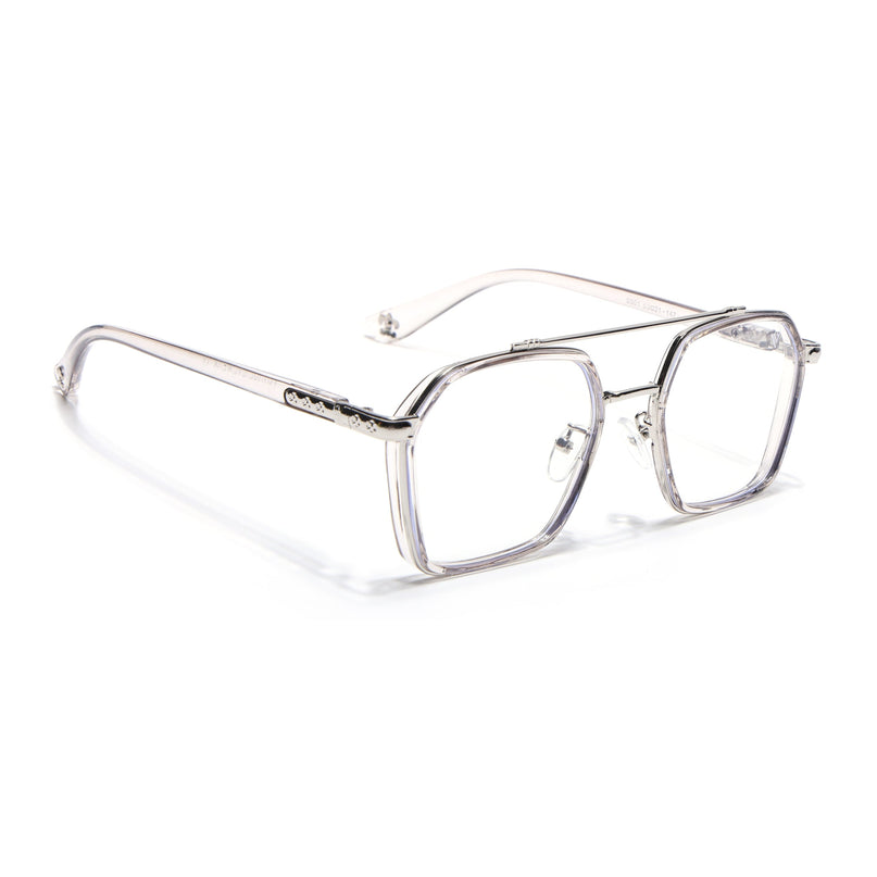 Voyage Silver & Transparent Grey Wayfarer Eyeglasses for Men & Women - MG5090-C3
