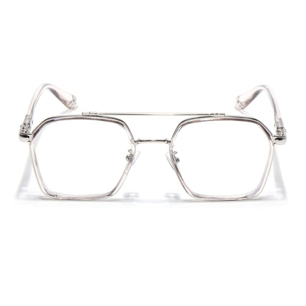 Voyage Silver & Transparent Grey Wayfarer Eyeglasses for Men & Women - MG5090-C3