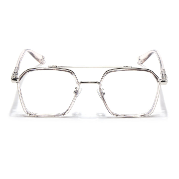 Voyage Silver & Transparent Grey Wayfarer Eyeglasses for Men & Women - MG5090-C3