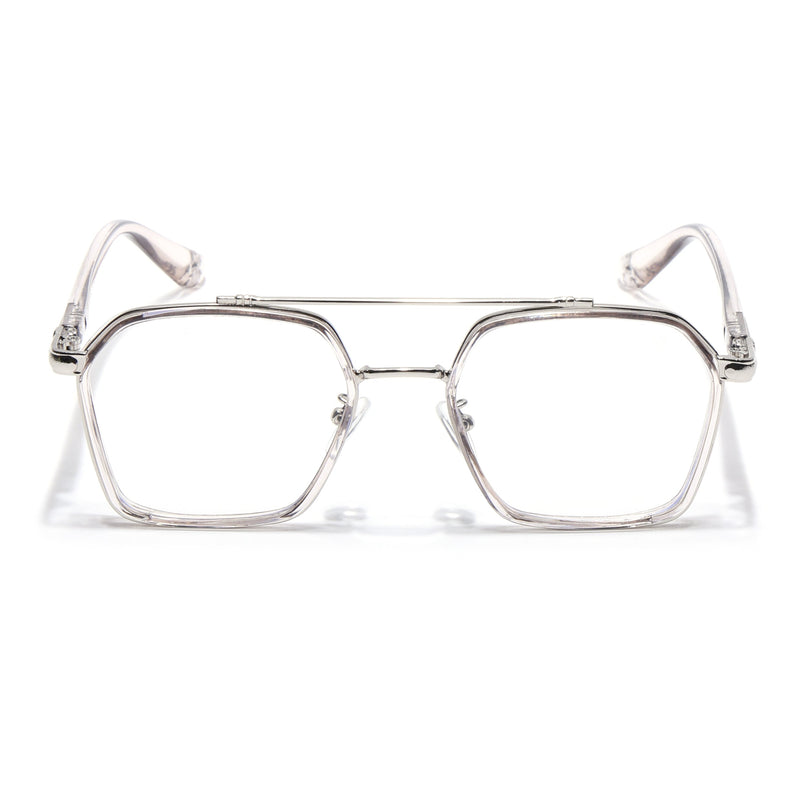Voyage Silver & Transparent Grey Wayfarer Eyeglasses for Men & Women - MG5090-C3
