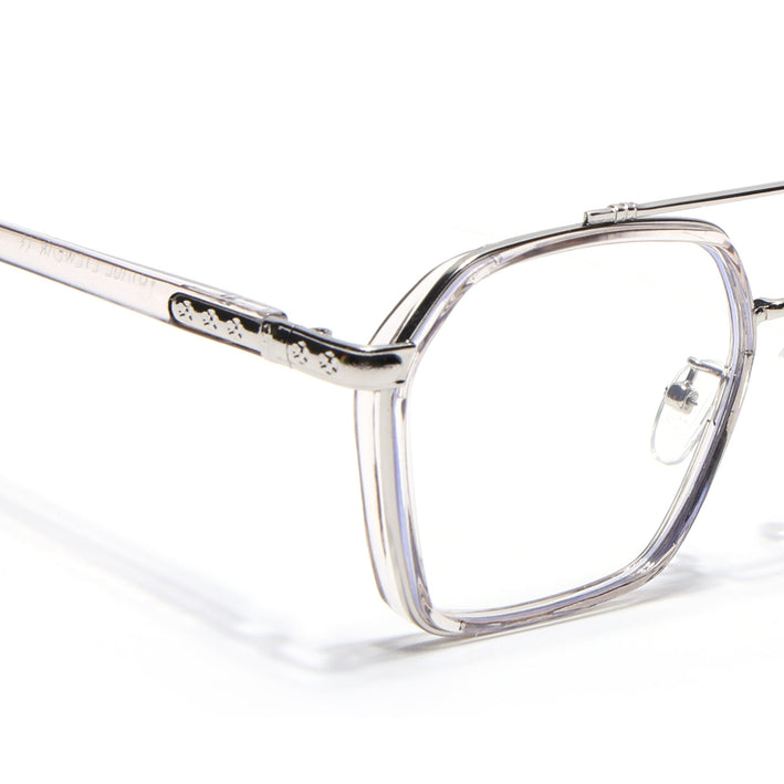 Voyage Silver & Transparent Grey Wayfarer Eyeglasses for Men & Women - MG5090-C3