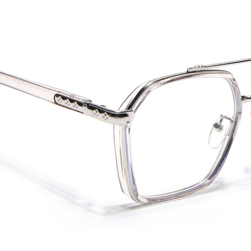 Voyage Silver & Transparent Grey Wayfarer Eyeglasses for Men & Women - MG5090-C3