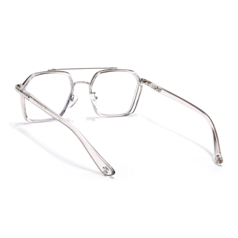Voyage Silver & Transparent Grey Wayfarer Eyeglasses for Men & Women - MG5090-C3