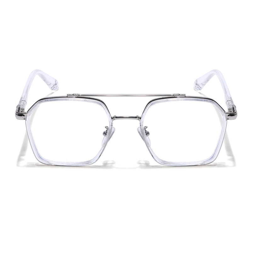 Voyage Silver & Transparent Wayfarer Eyeglasses for Men & Women - MG5091-C4