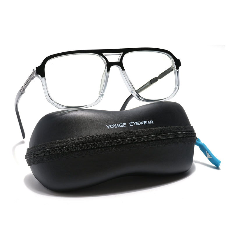 Voyage Veloura Select Black & Transparent Wayfarer Eyeglasses for Men & Women - SLMG6161-C5