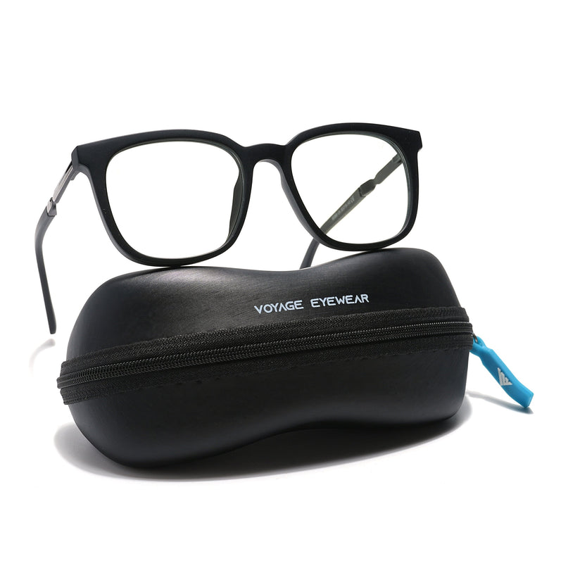 Voyage Veloura Select Matt Black Square Eyeglasses for Men & Women - SLMG6163-C1