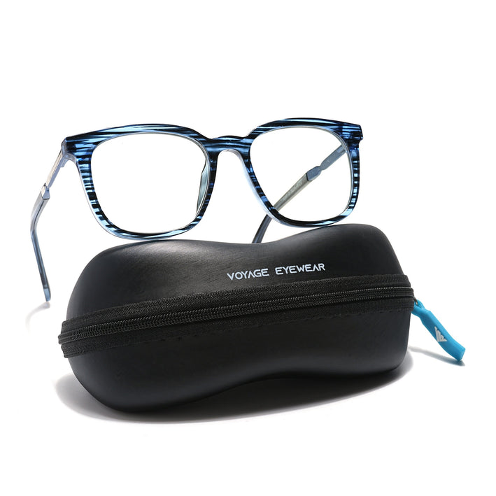 Voyage Veloura Select Blue & Black Square Eyeglasses for Men & Women - SLMG6167-C5