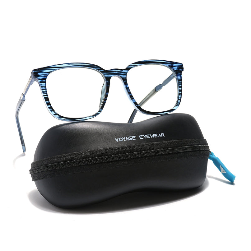 Voyage Veloura Select Blue & Black Square Eyeglasses for Men & Women - SLMG6167-C5