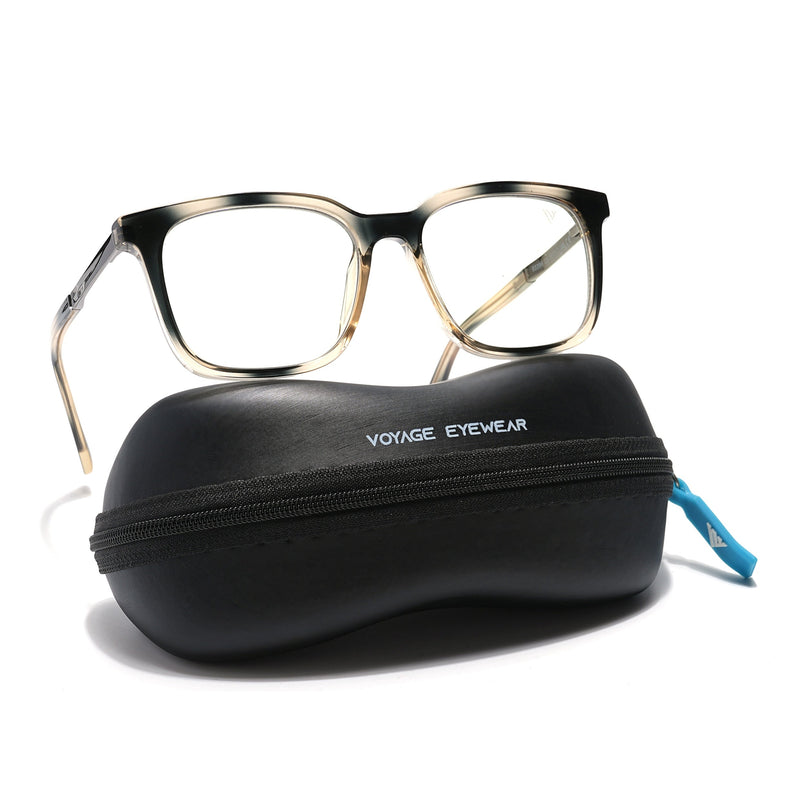 Voyage Veloura Select Black & Light Golden Square Eyeglasses for Men & Women - SLMG6172-C4