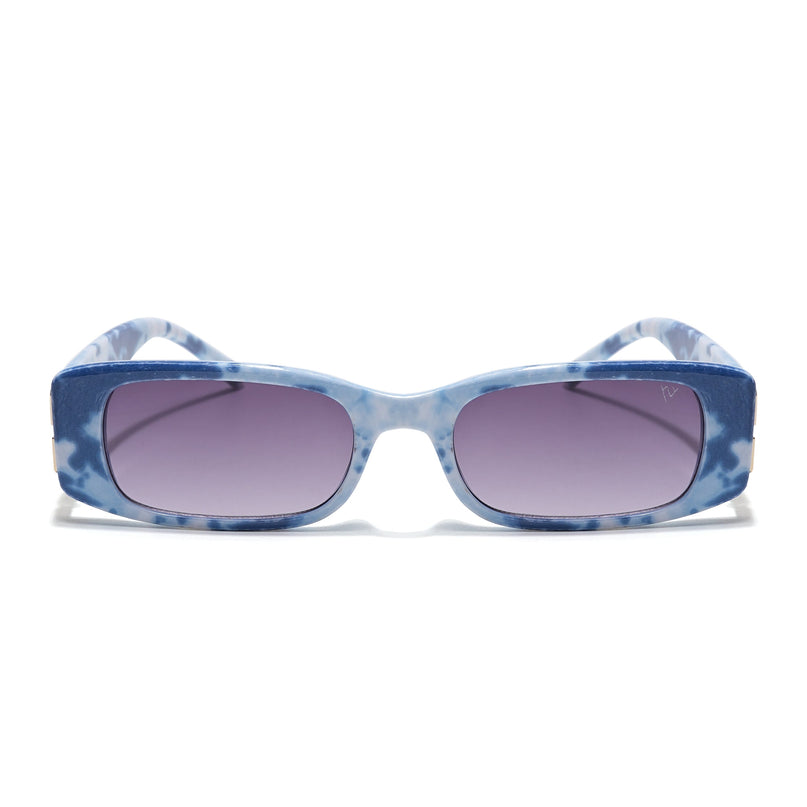 Rectangle Sunglasses (Grey Lens | Blue & White Frame - MG5809)
