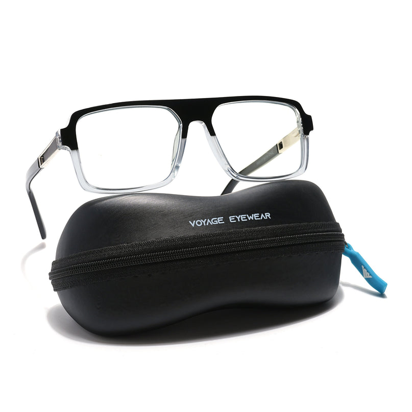 Voyage Veloura Select Black & Transparent Square Eyeglasses for Men & Women - SLMG6178-C4