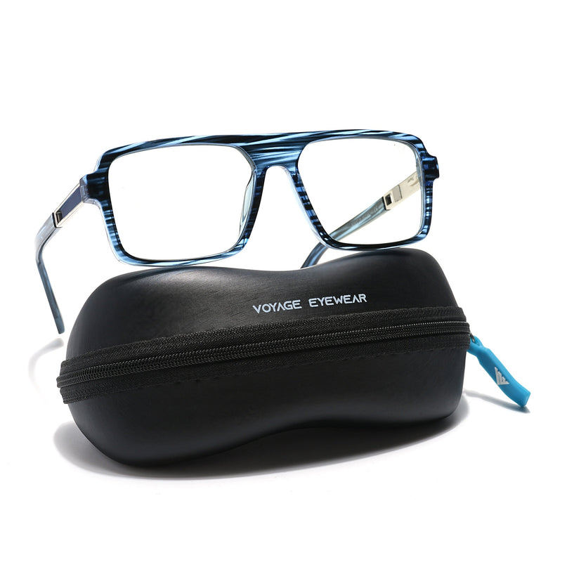 Voyage Veloura Select Blue Square Eyeglasses for Men & Women - SLMG6179-C5