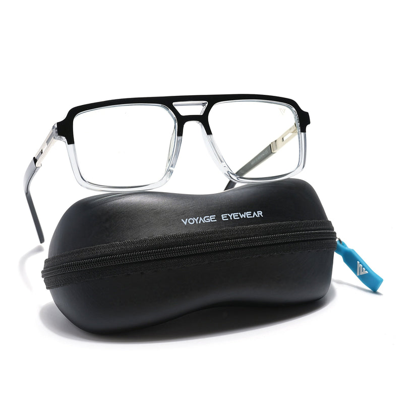 Voyage Veloura Select Black & Transparent Wayfarer Eyeglasses for Men & Women - SLMG6182-C2