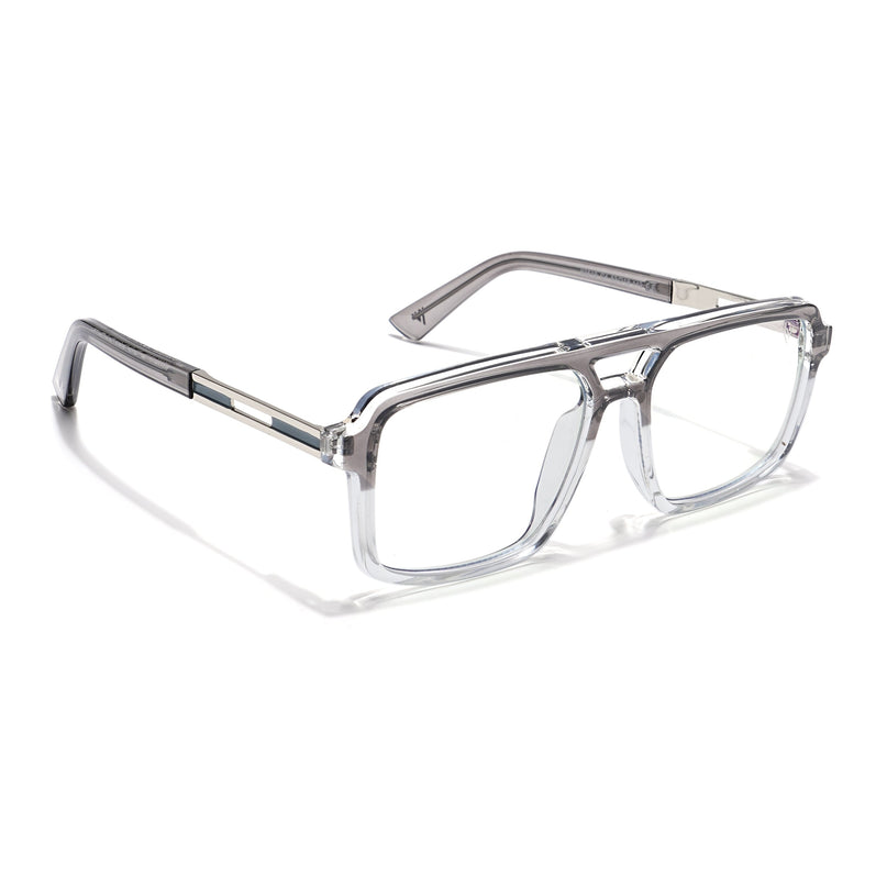 Voyage Veloura Select Silver & Transparent Wayfarer Eyeglasses for Men & Women - SLMG6183-C3