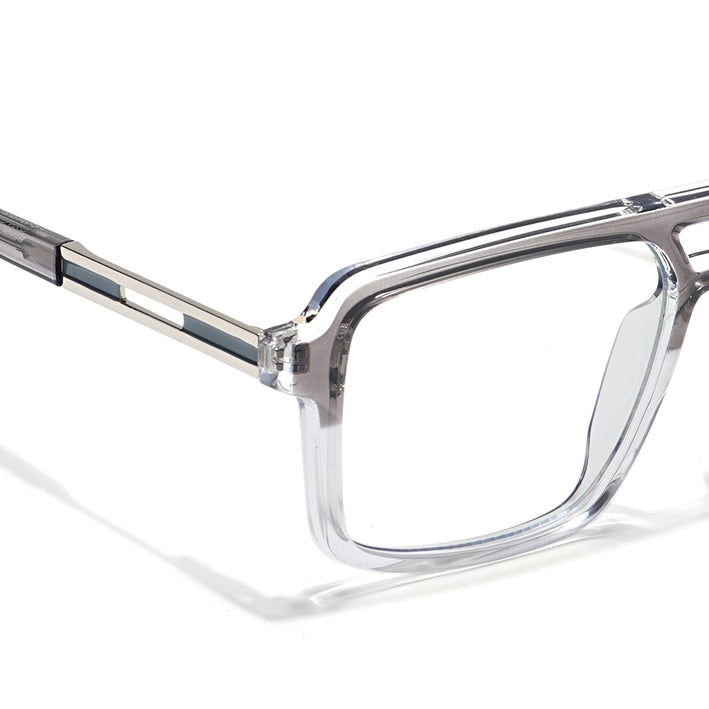 Voyage Veloura Select Silver & Transparent Wayfarer Eyeglasses for Men & Women - SLMG6183-C3