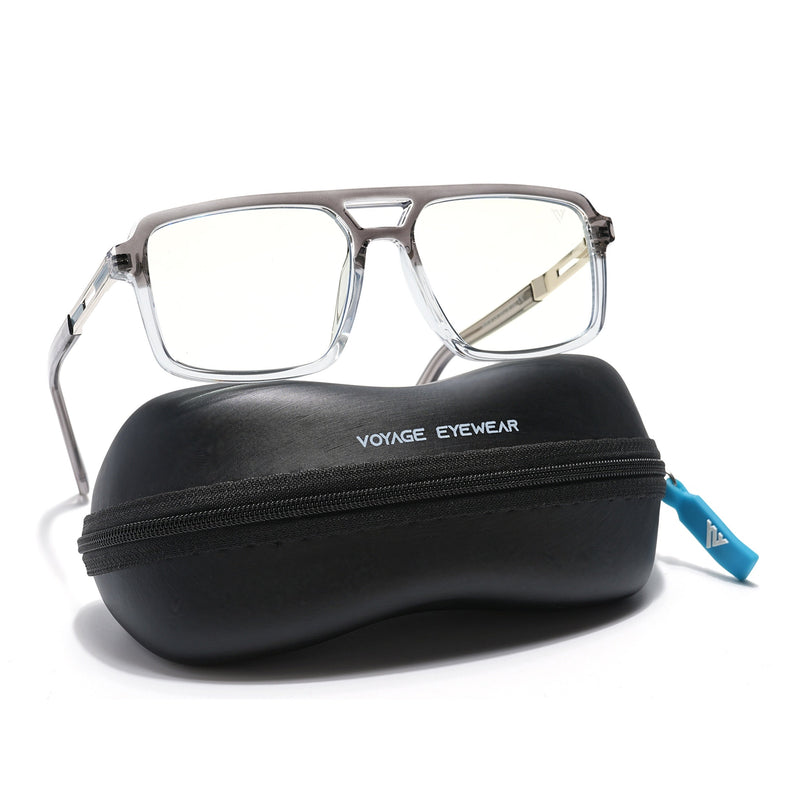 Voyage Veloura Select Silver & Transparent Wayfarer Eyeglasses for Men & Women - SLMG6183-C3