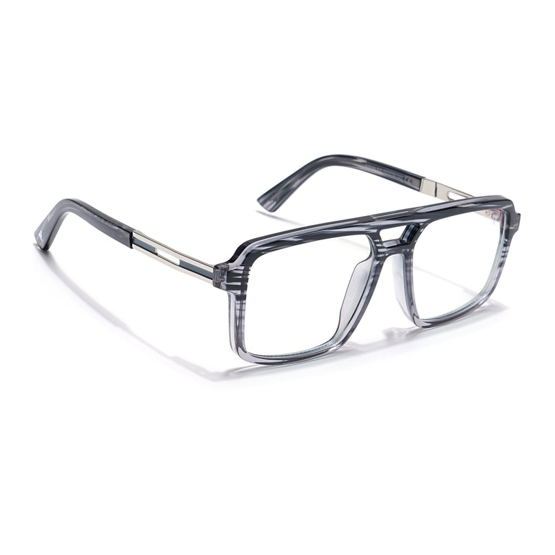 Voyage Veloura Select Black & Grey Wayfarer Eyeglasses for Men & Women - SLMG6185-C5