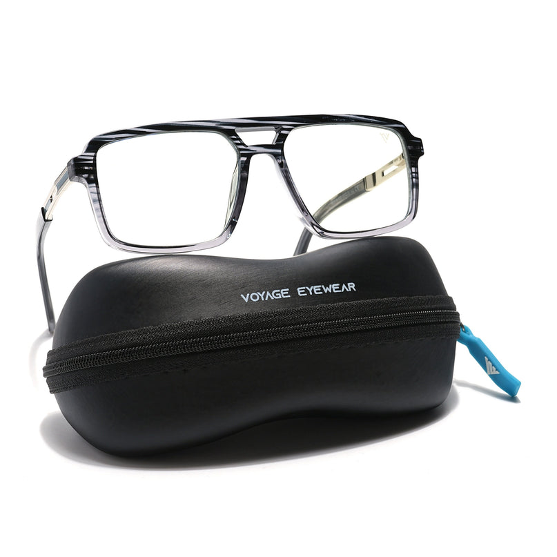 Voyage Veloura Select Black & Grey Wayfarer Eyeglasses for Men & Women - SLMG6185-C5