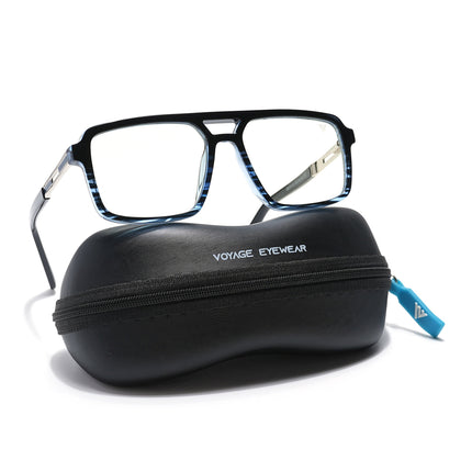 Voyage Veloura Select Black & Blue Wayfarer Eyeglasses for Men & Women - SLMG6186-C6