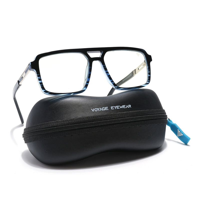 Voyage Veloura Select Black & Blue Wayfarer Eyeglasses for Men & Women - SLMG6186-C6