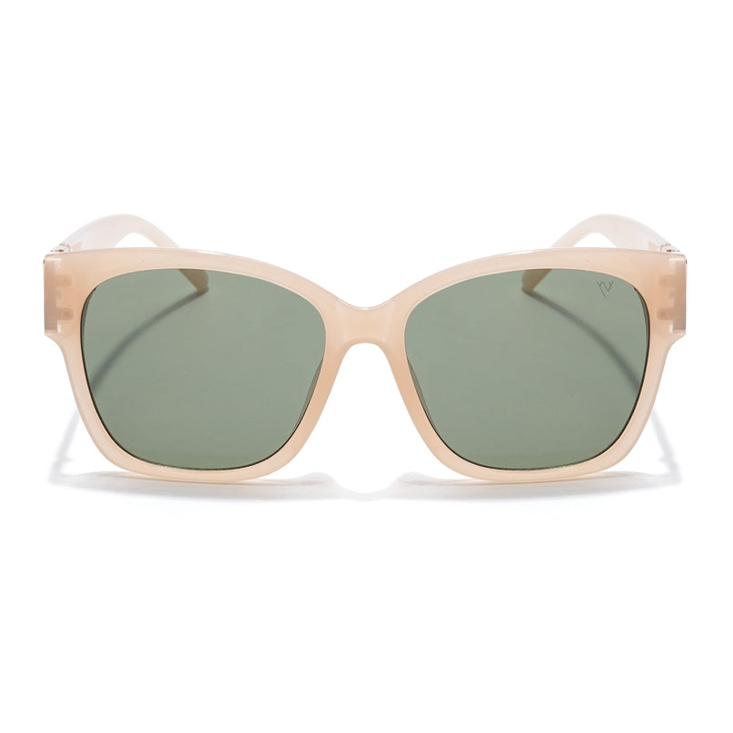 Over Size Sunglasses (Green Lens | Nude Frame - MG5812)