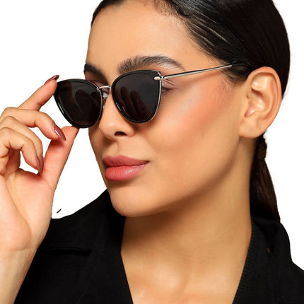 Eyejack Black & Silver Cateye Sunglasses for Women (9429CL1098)