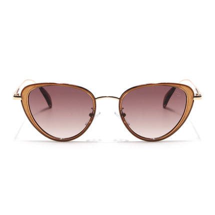 Eyejack Brown & Golden Cateye Sunglasses for Women (9435CL1105)