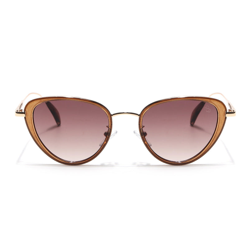 Eyejack Brown & Golden Cateye Sunglasses for Women (9435CL1105)