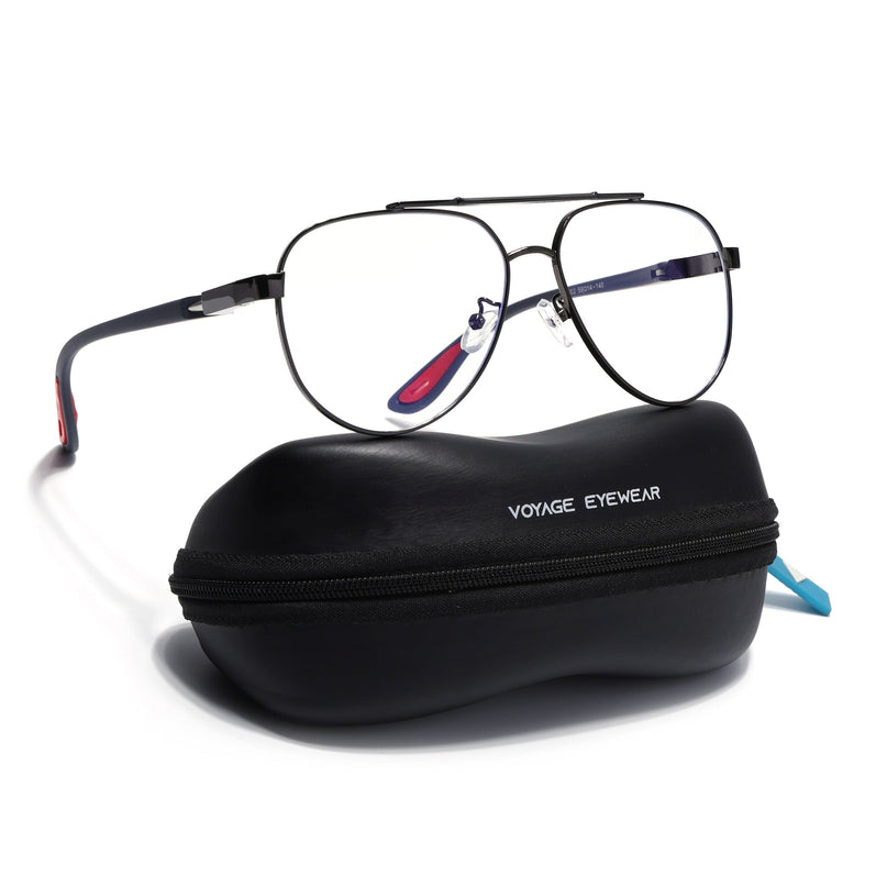Voyage Grey Aviator Eyeglasses for Men & Women (9502FMG7160-C2)