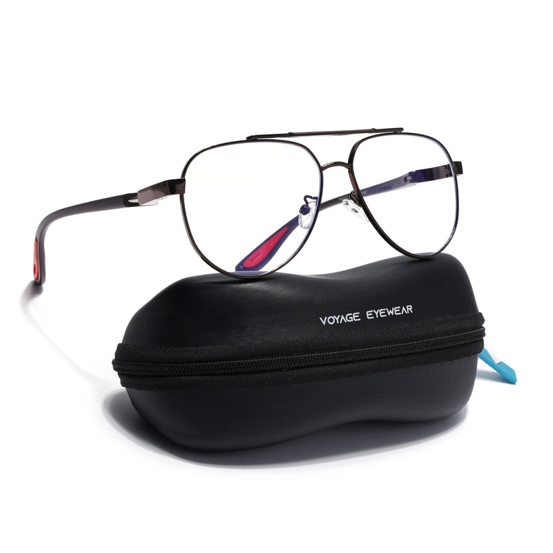 Voyage Brown Aviator Eyeglasses for Men & Women (9502FMG7162-C4)