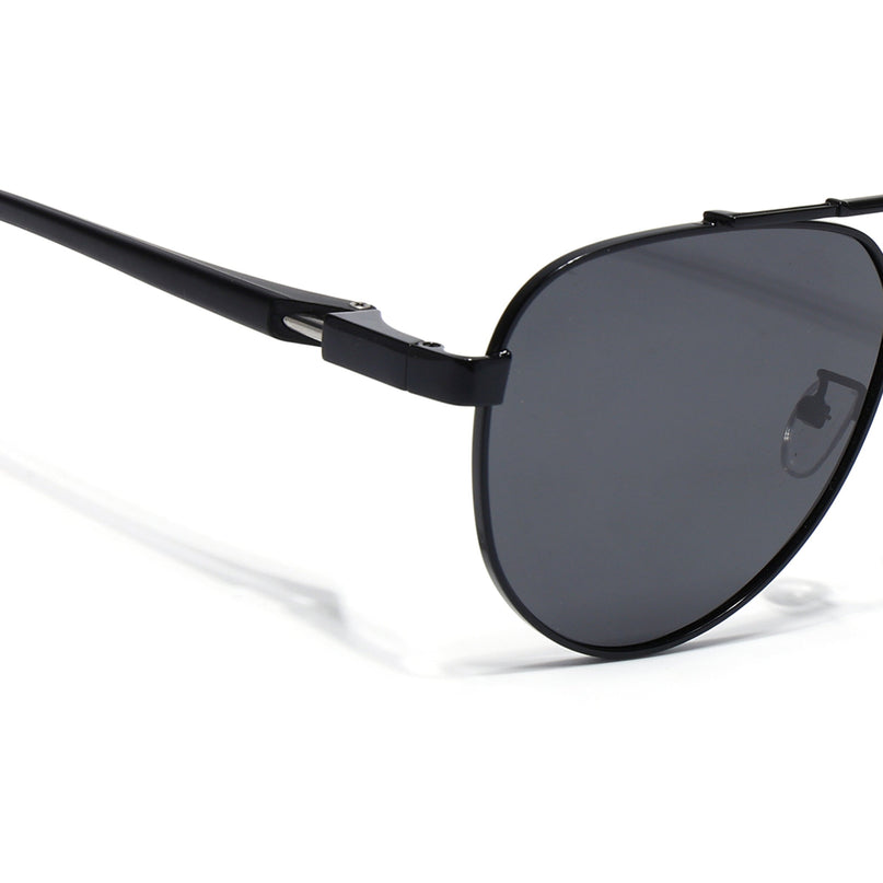 Aviator Polarized Sunglasses for Men & Women (Black Lens | Black Frame - PMG7138)