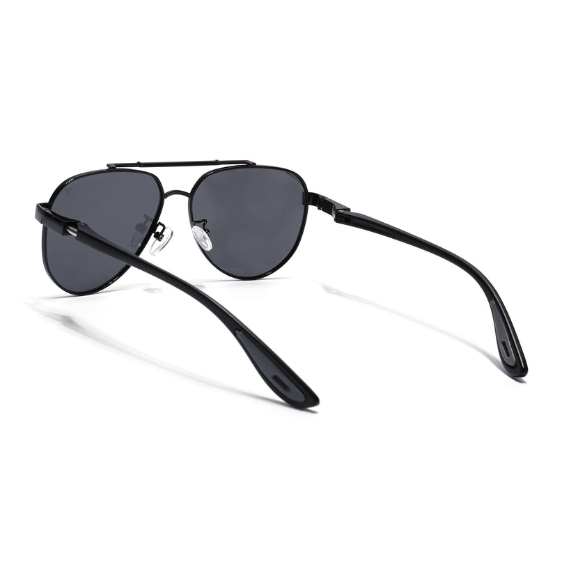 Aviator Polarized Sunglasses for Men & Women (Black Lens | Black Frame - PMG7138)
