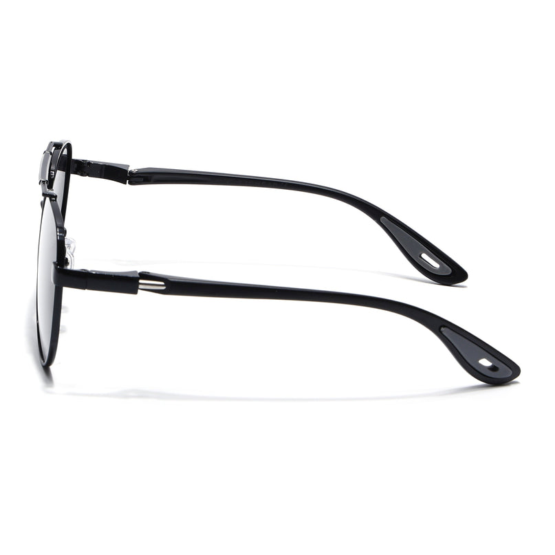 Aviator Polarized Sunglasses for Men & Women (Black Lens | Black Frame - PMG7138)