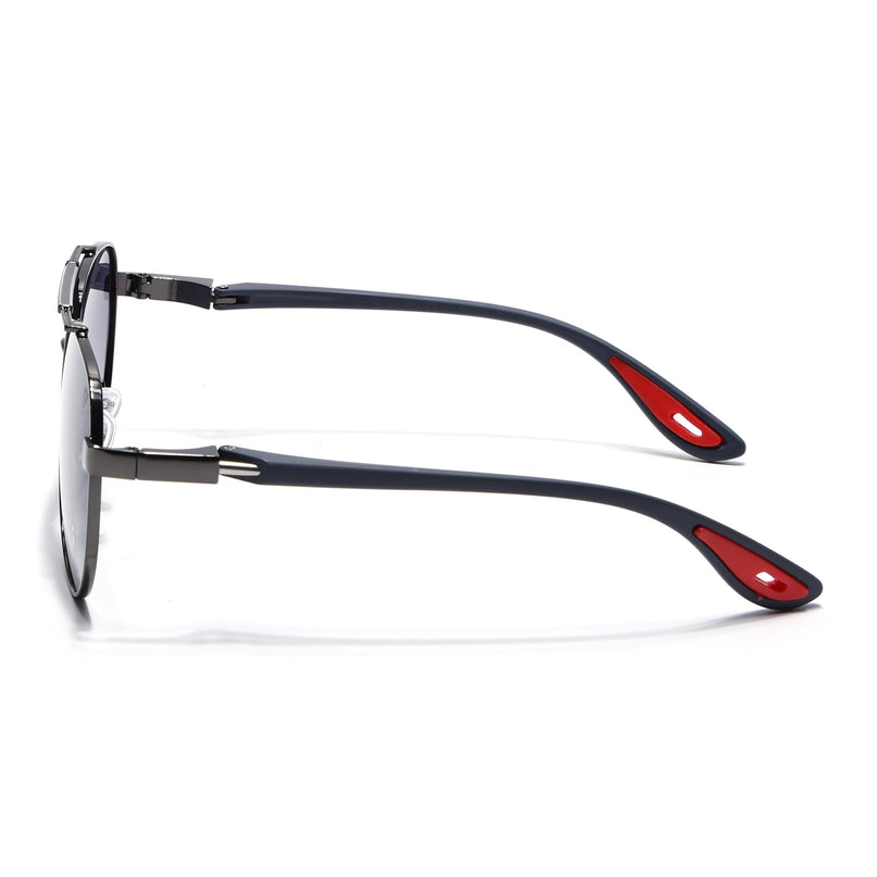 Aviator Polarized Sunglasses for Men & Women (Grey & Clear Lens | Grey Frame - PMG7139)