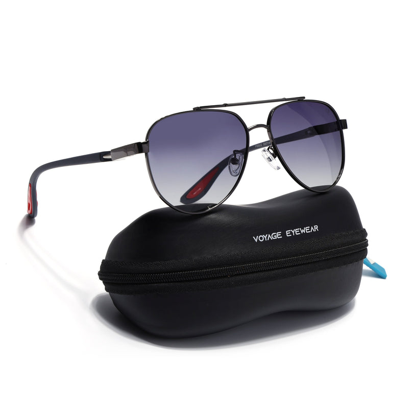 Aviator Polarized Sunglasses for Men & Women (Grey & Clear Lens | Grey Frame - PMG7139)