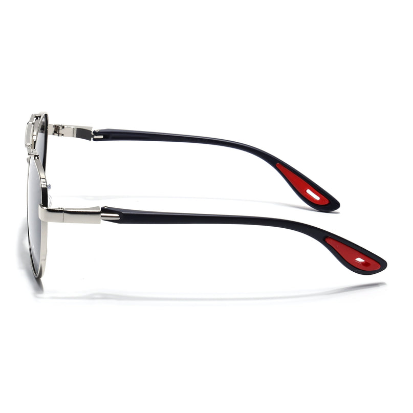 Aviator Polarized Sunglasses for Men & Women (Black Lens | Silver Frame - PMG7140)