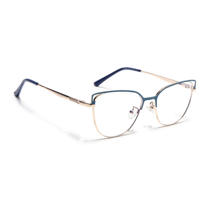 Voyage Glam Blue & Golden Cateye Eyeglasses for Women - MG4411-C3