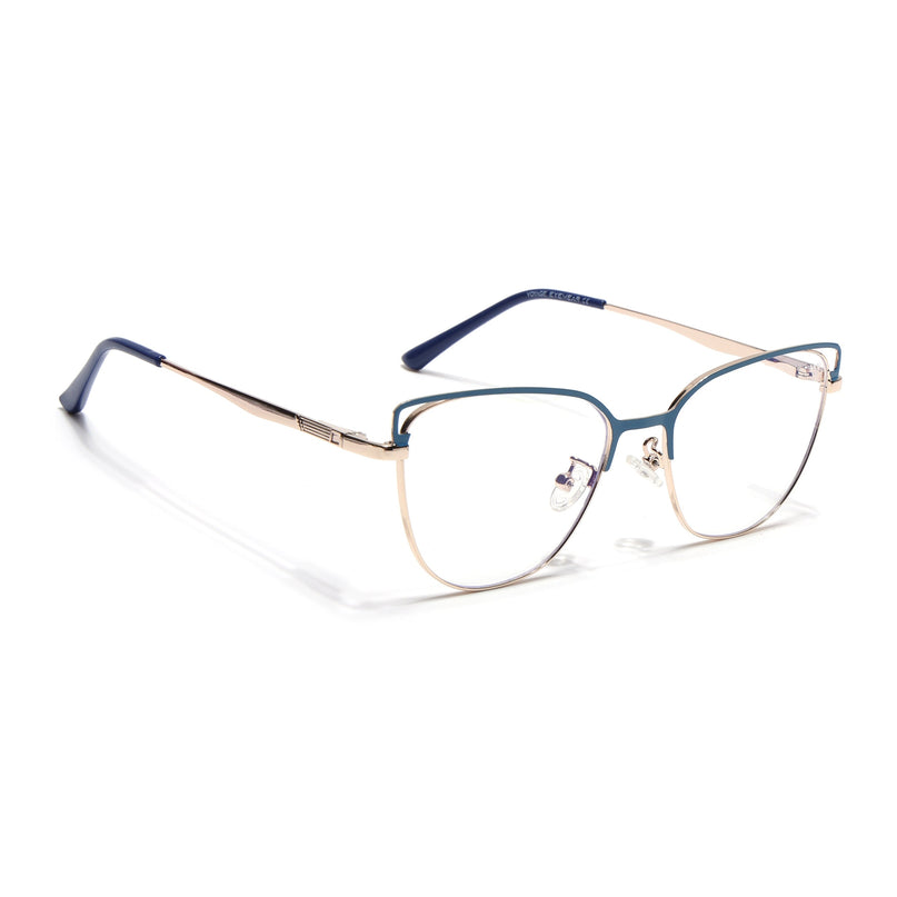 Voyage Glam Blue & Golden Cateye Eyeglasses for Women - MG4411-C3