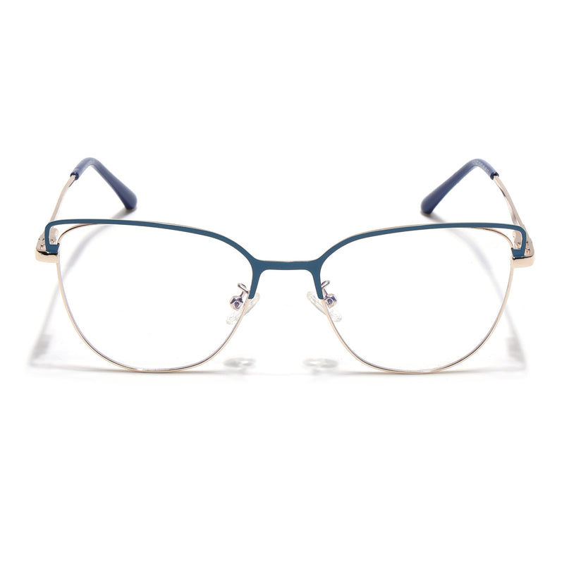 Voyage Glam Blue & Golden Cateye Eyeglasses for Women - MG4411-C3