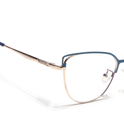 Voyage Glam Blue & Golden Cateye Eyeglasses for Women - MG4411-C3