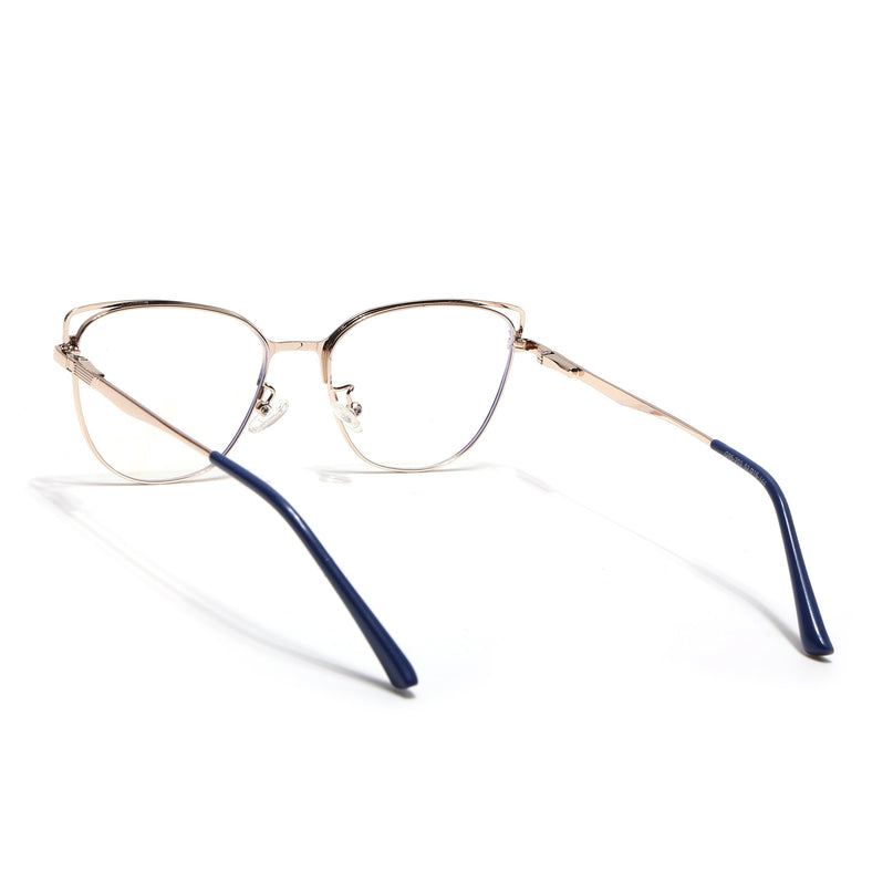 Voyage Glam Blue & Golden Cateye Eyeglasses for Women - MG4411-C3