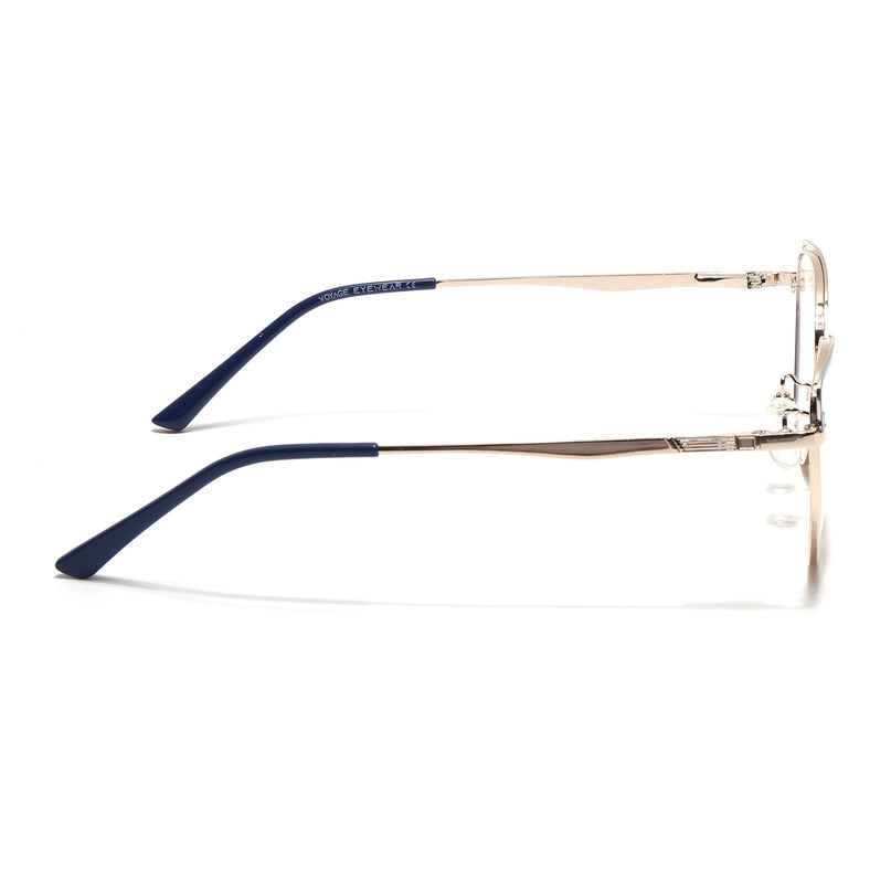 Voyage Glam Blue & Golden Cateye Eyeglasses for Women - MG4411-C3