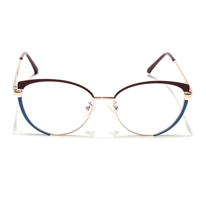 Voyage Glam Brown, Blue & Golden Cateye Eyeglasses for Women - MG4429-C2