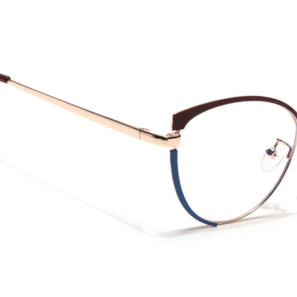 Voyage Glam Brown, Blue & Golden Cateye Eyeglasses for Women - MG4429-C2