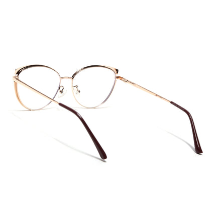 Voyage Glam Brown, Blue & Golden Cateye Eyeglasses for Women - MG4429-C2