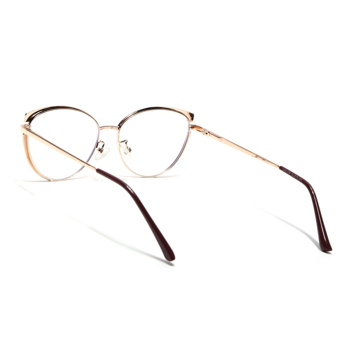 Voyage Glam Brown, Blue & Golden Cateye Eyeglasses for Women - MG4429-C2