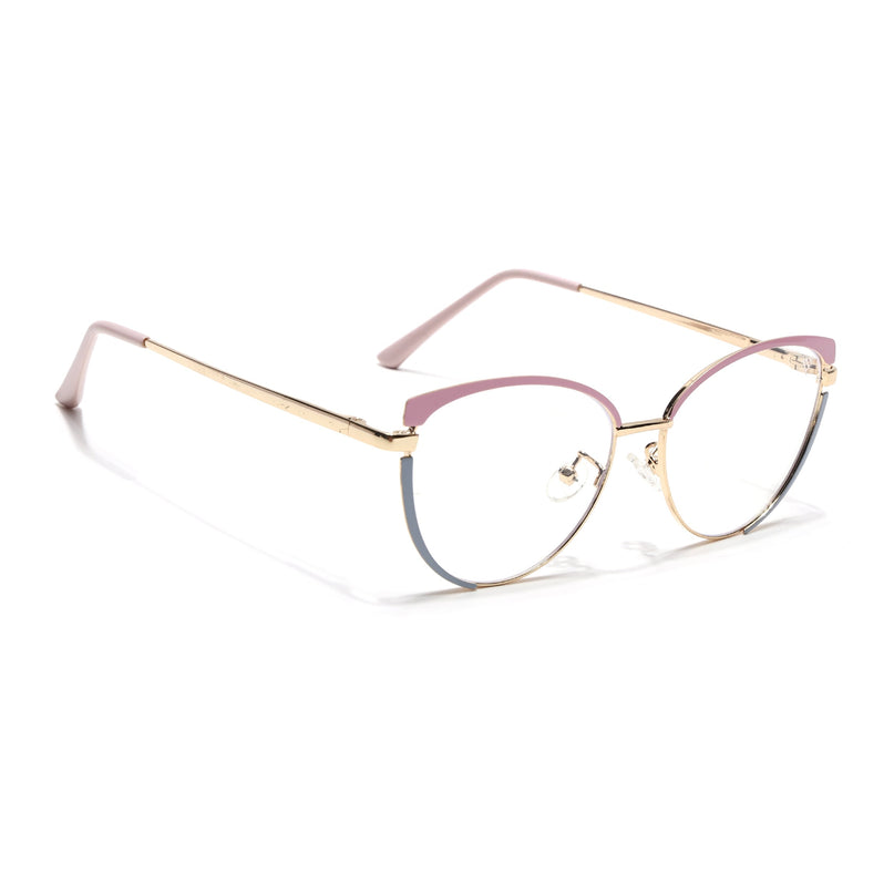 Voyage Glam Pink, Blue & Golden Cateye Eyeglasses for Women - MG4430-C3