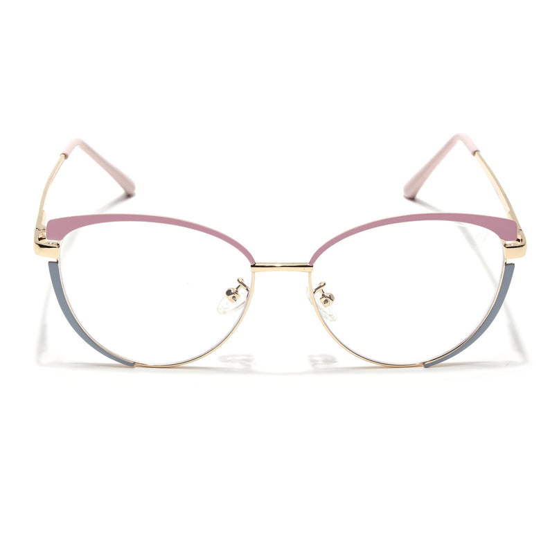 Voyage Glam Pink, Blue & Golden Cateye Eyeglasses for Women - MG4430-C3